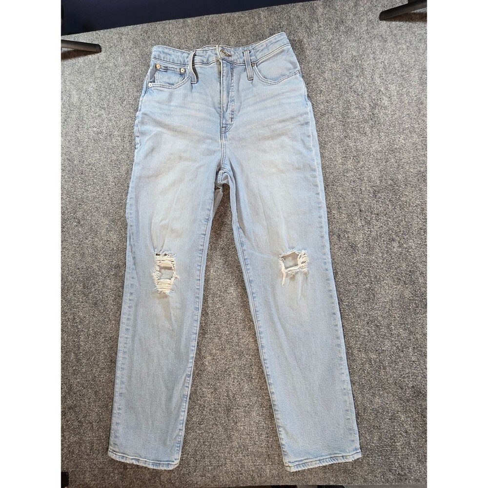 Madewell Curvy Perfect Vintage Straight Jeans Women's 30 Light Wash Distressed